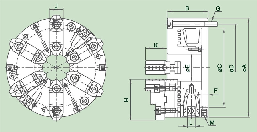 6DAKT 6-Jaw Powerful Adjustment Steel Body Chucks